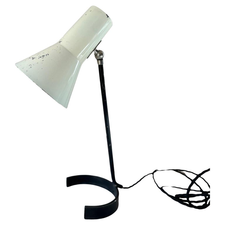 Small white metal Dutch desk lamp For Sale at 1stDibs