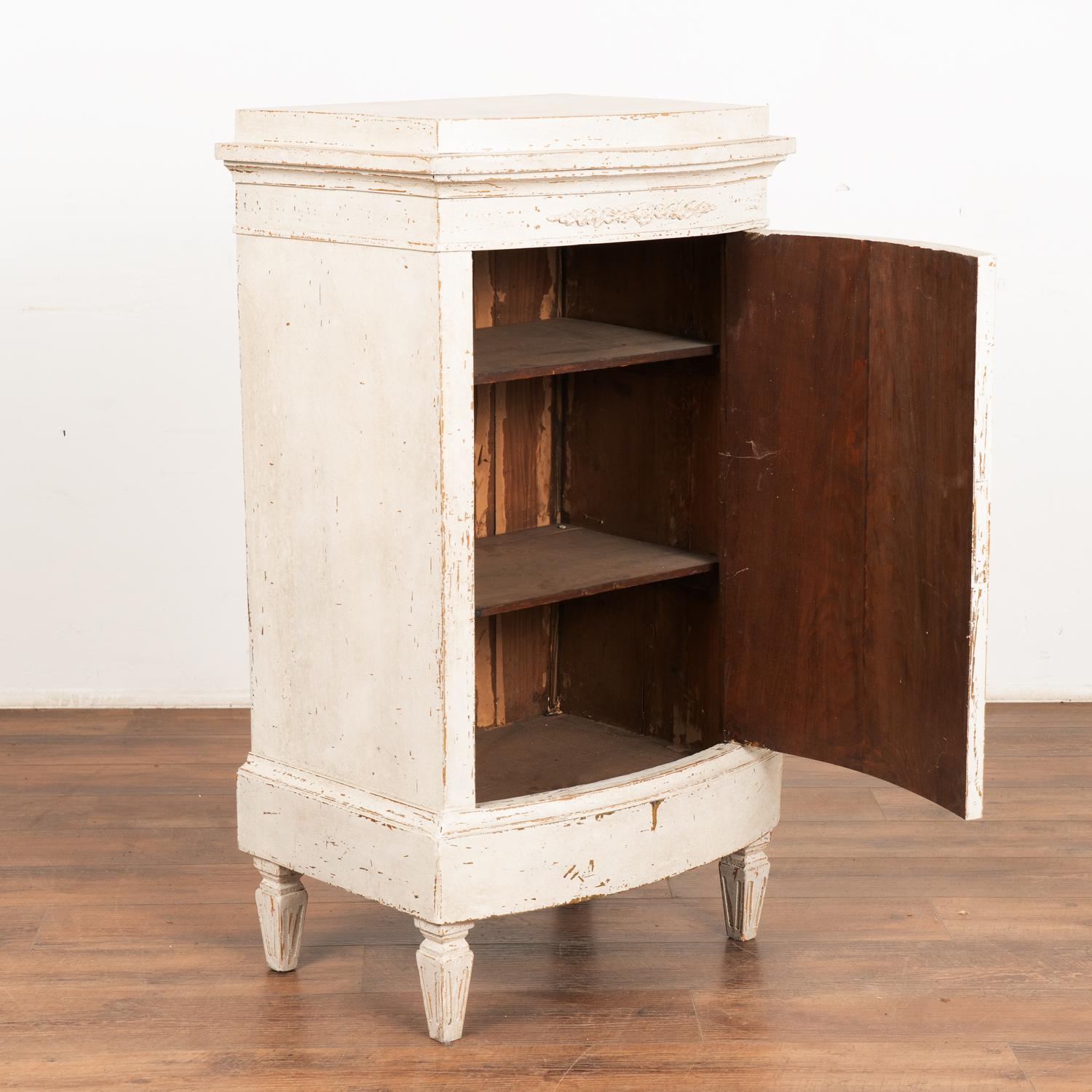 Country Small White Painted Swedish Bow Front Cabinet, circa 1860 For Sale