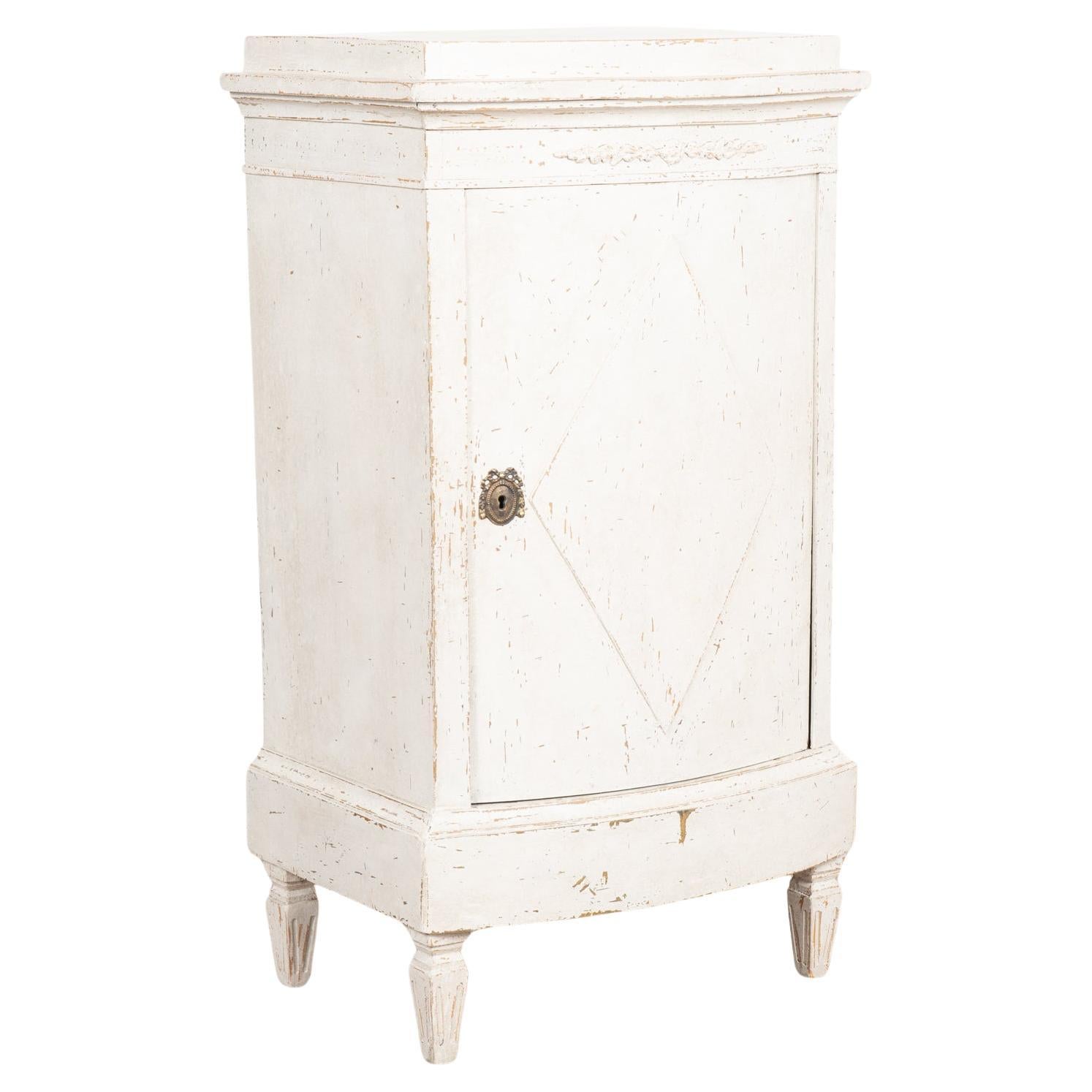 Small White Painted Swedish Bow Front Cabinet, circa 1860