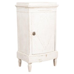 Antique Small White Painted Swedish Bow Front Cabinet, circa 1860