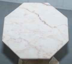 Small White Solid Marble Side End Lamp Wine Table Decorative and Unique Design