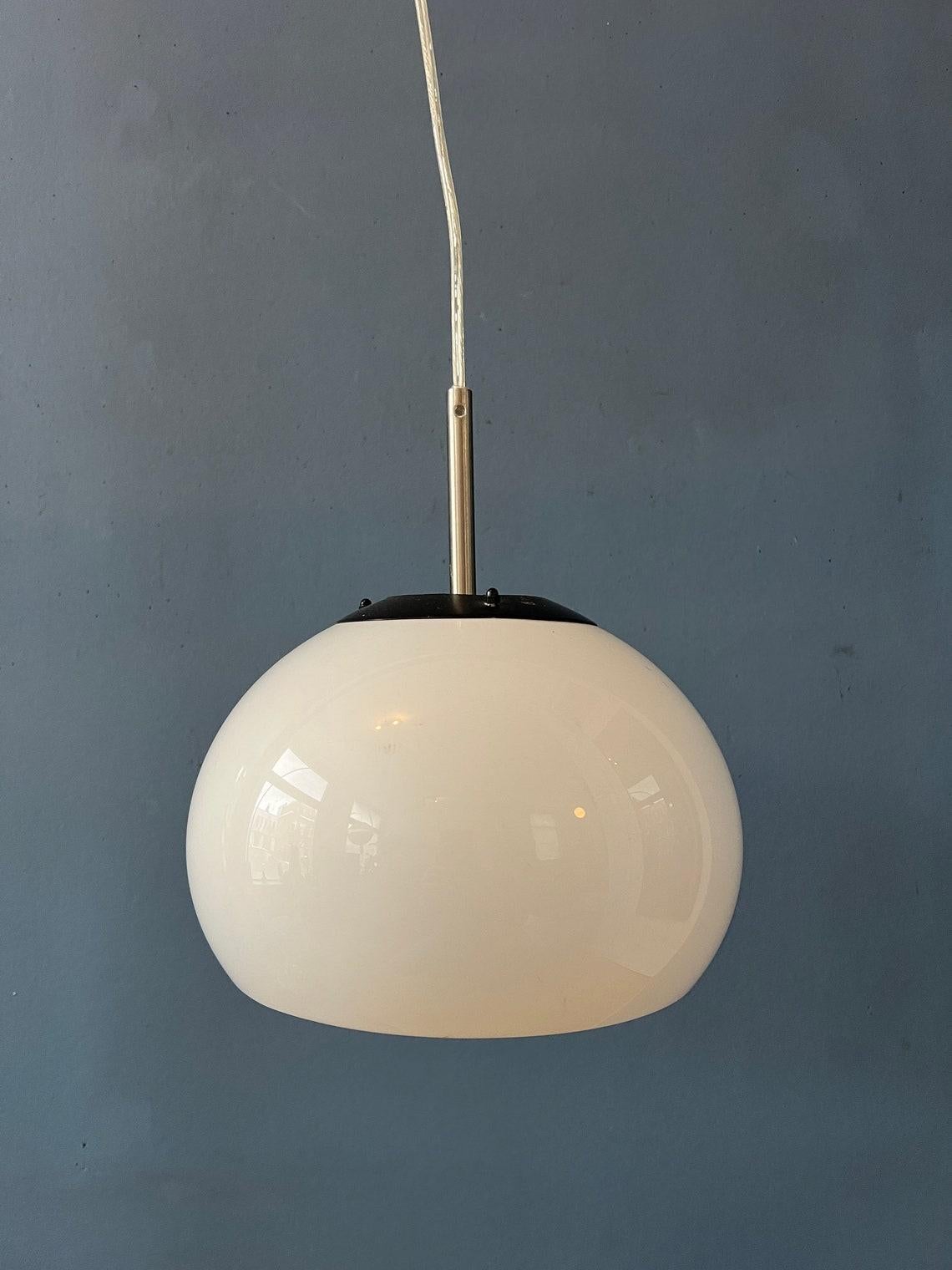Small White Space Age Mushroom Pendant Lamp, 1970s For Sale 3