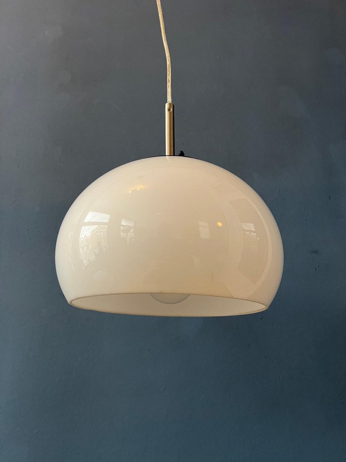 Small White Space Age Mushroom Pendant Lamp, 1970s For Sale 4