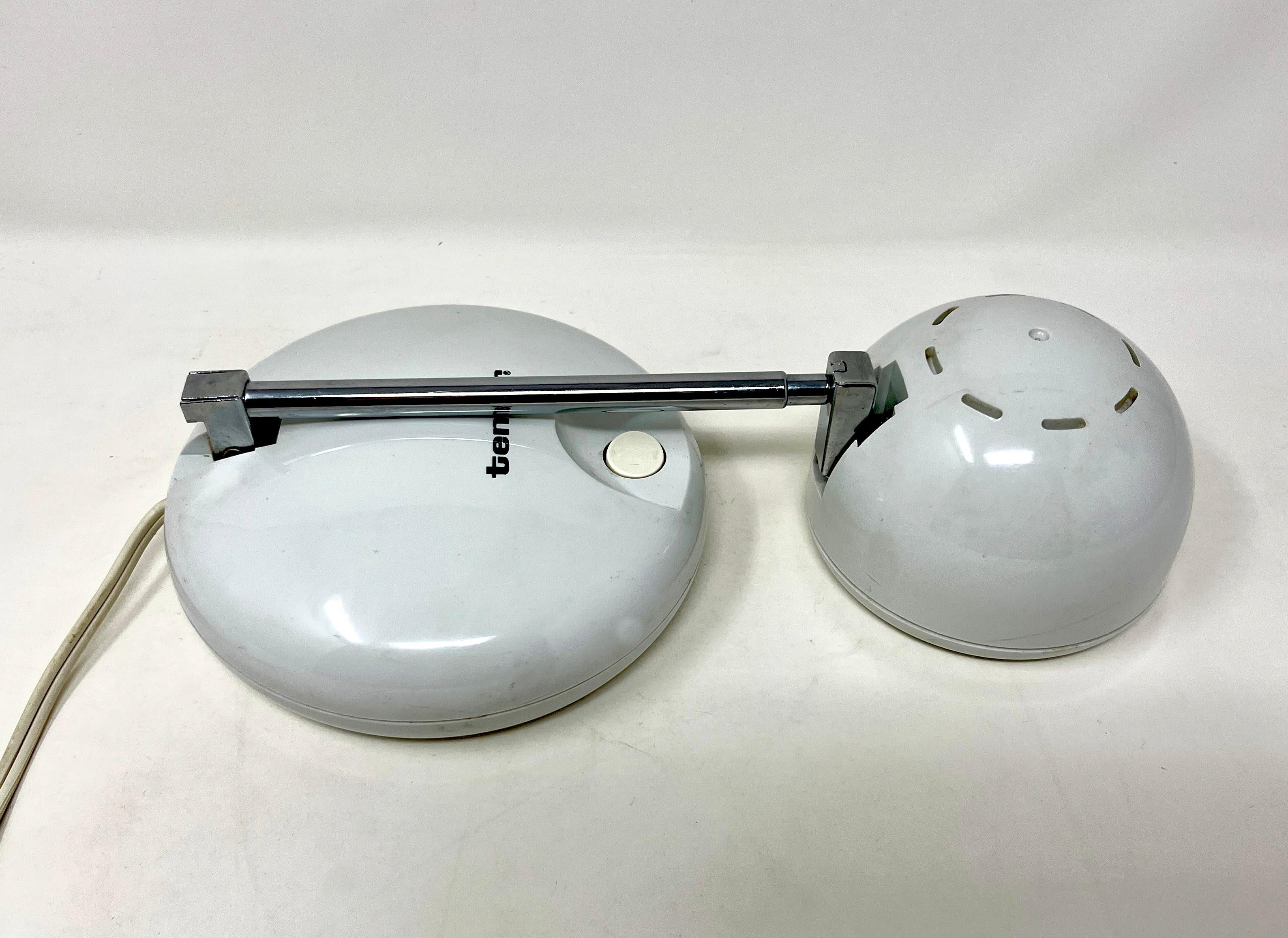 Stainless Steel Small White Tensor Post Modern Adjustable Eyeball Desk Lamp For Sale