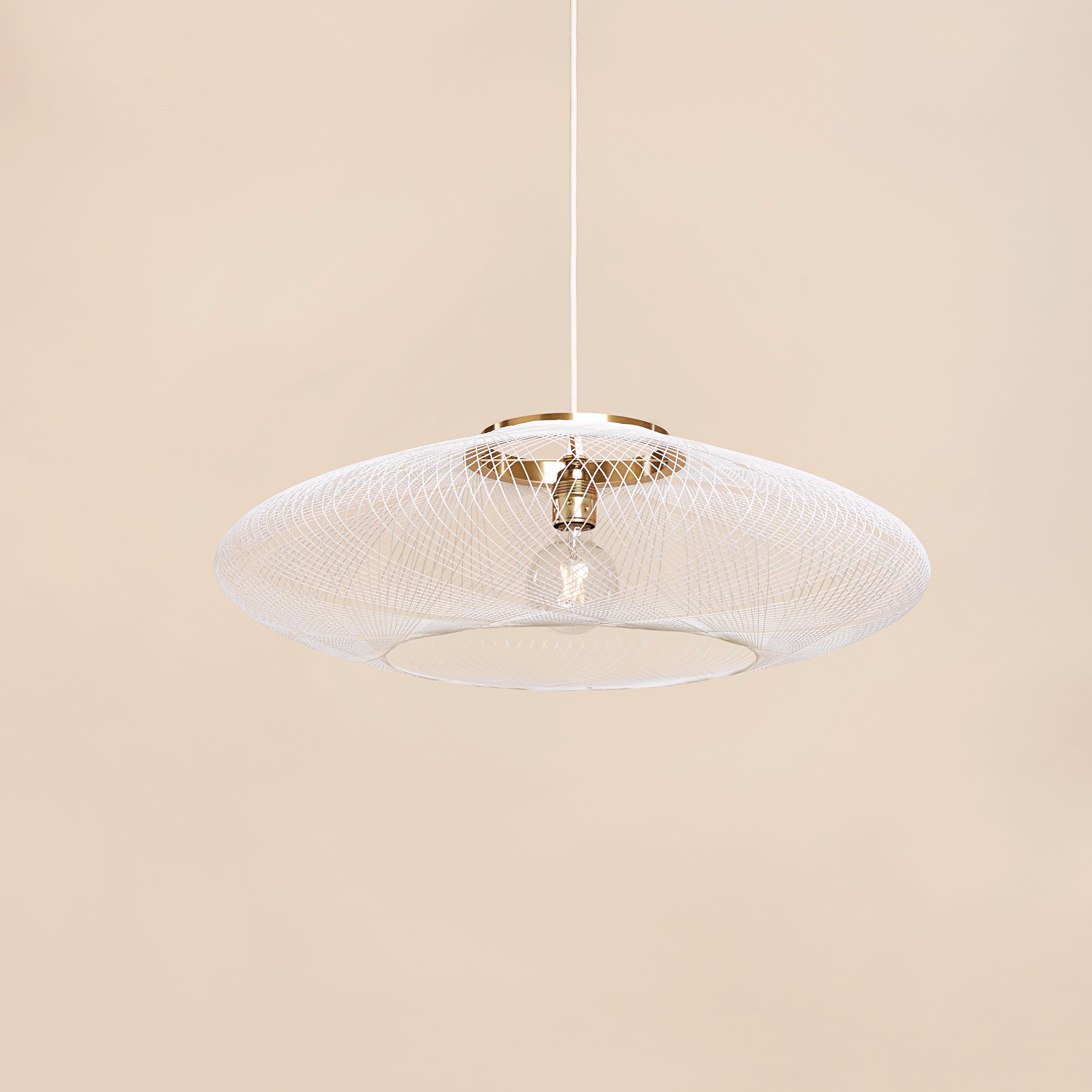Contemporary Small White UFO Pendant Lamp by Atelier Robotiq For Sale