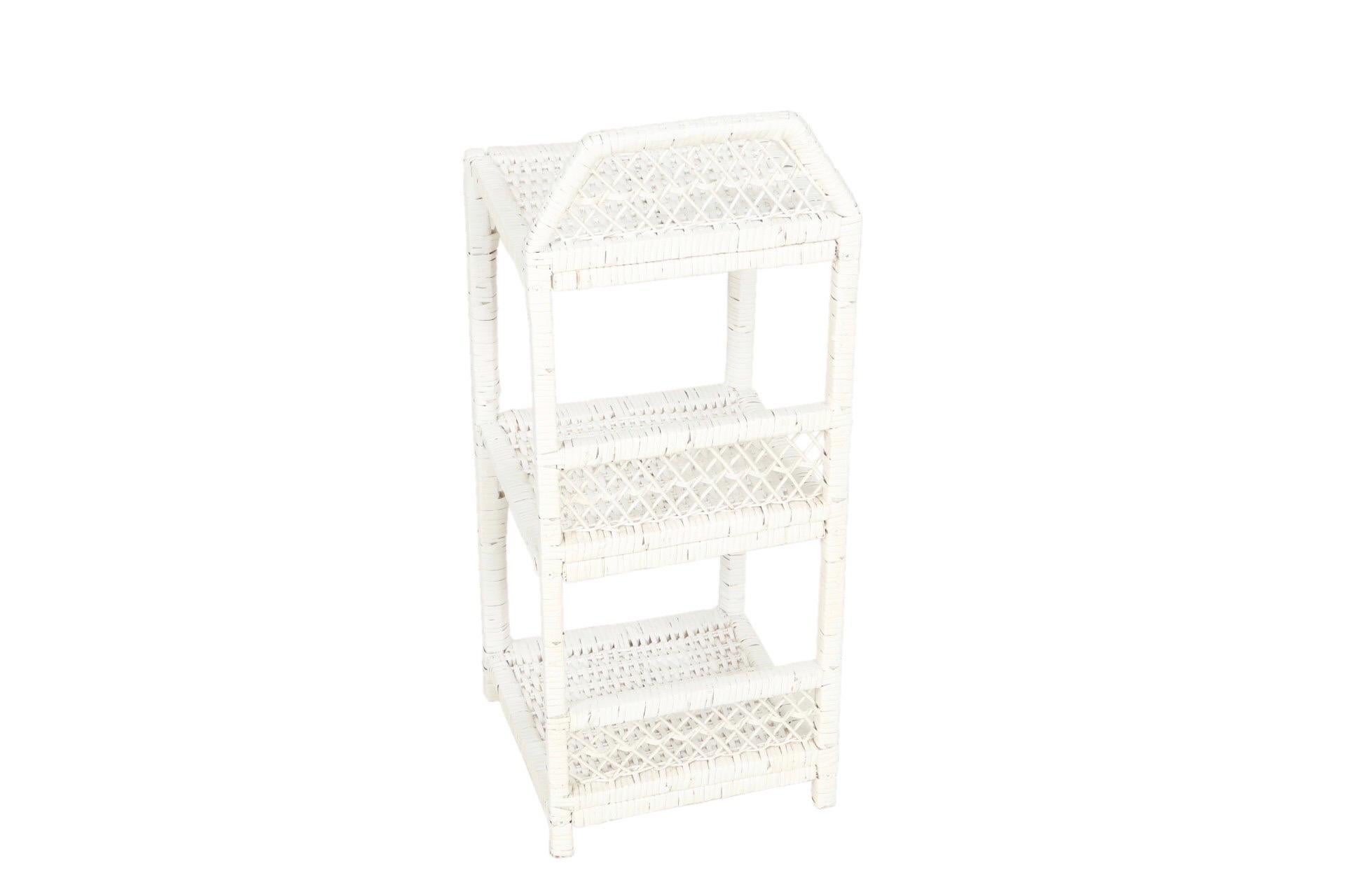 white wicker etagere