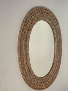 Small Wicker Oval Wall Mirror