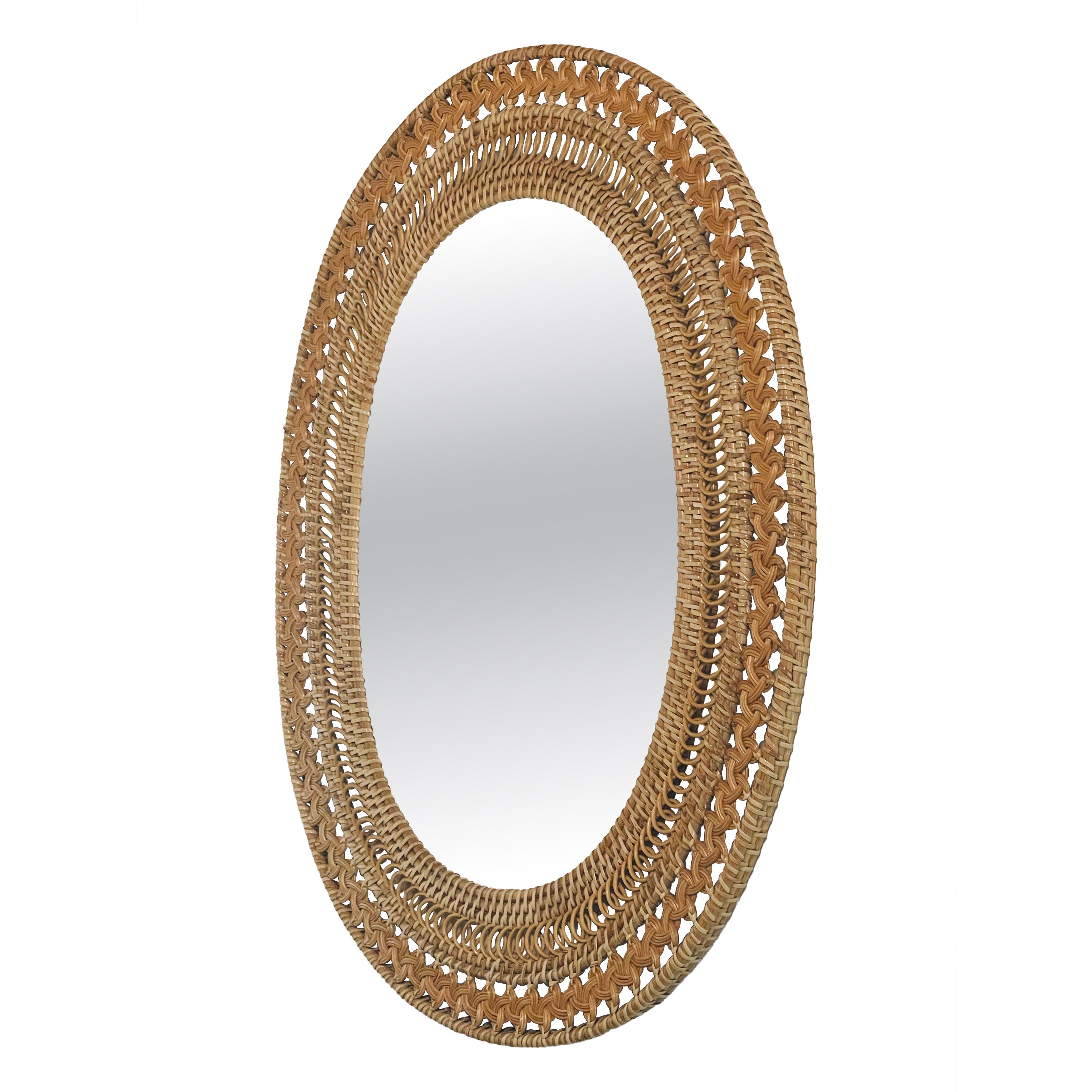 Small Wicker Oval Wall Mirror