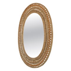 Small Wicker Oval Wall Mirror
