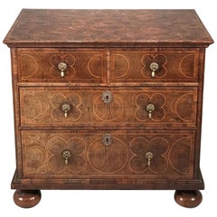 Small William & Mary Oyster Olive Wood and Walnut Chest - RESERVED