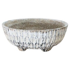 Small Willy Guhl Style Cement Planter with Geometric Pattern