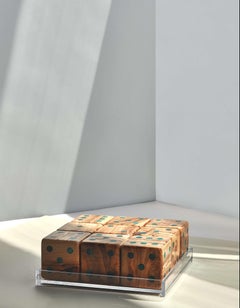 Small Wood and Malachite 9 piece Dice Set