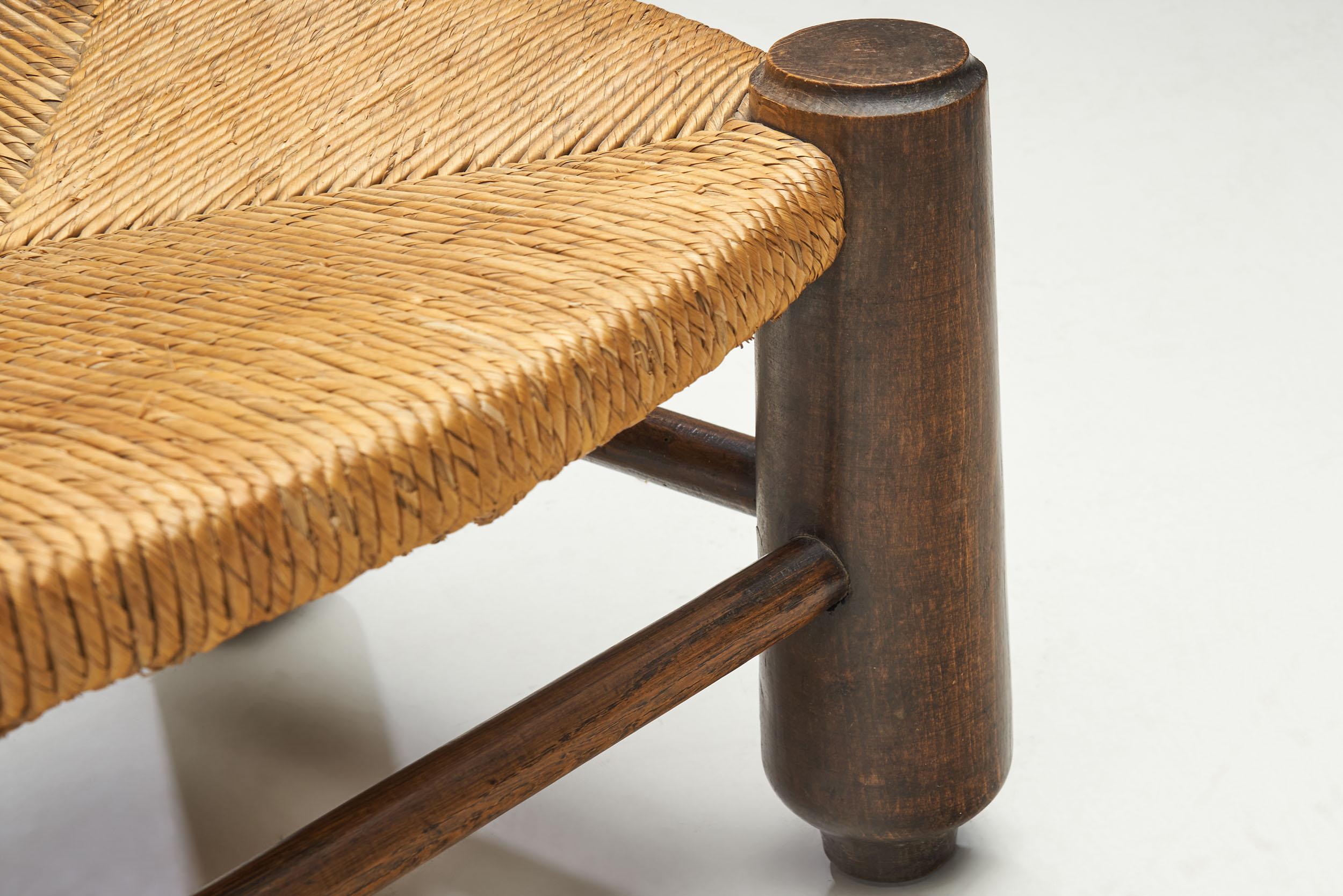 Small Wood and Wicker Turned Chair by Charles Dudouyt, France, 1940s 3