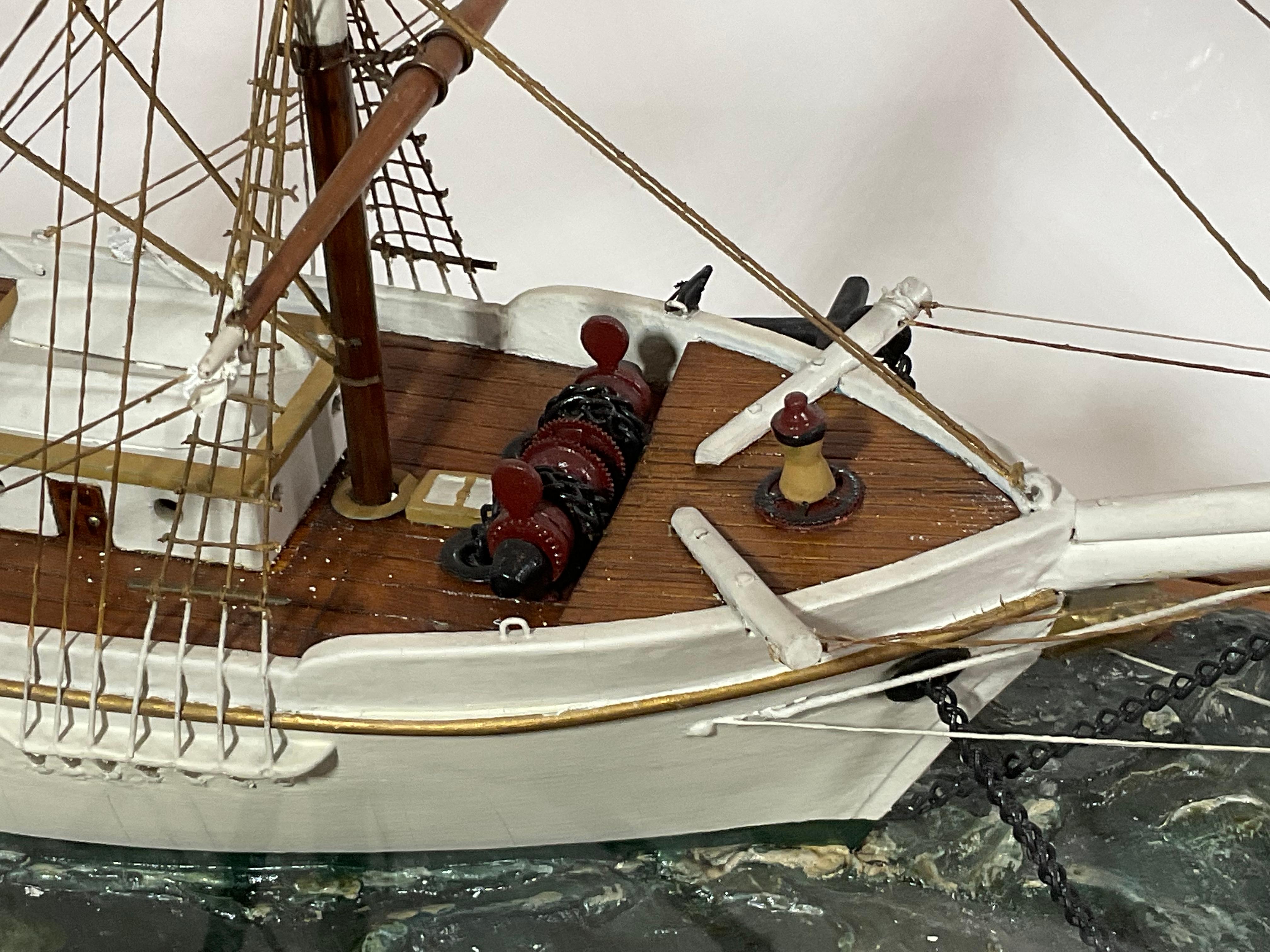 Small Wood Cased Ship Model 