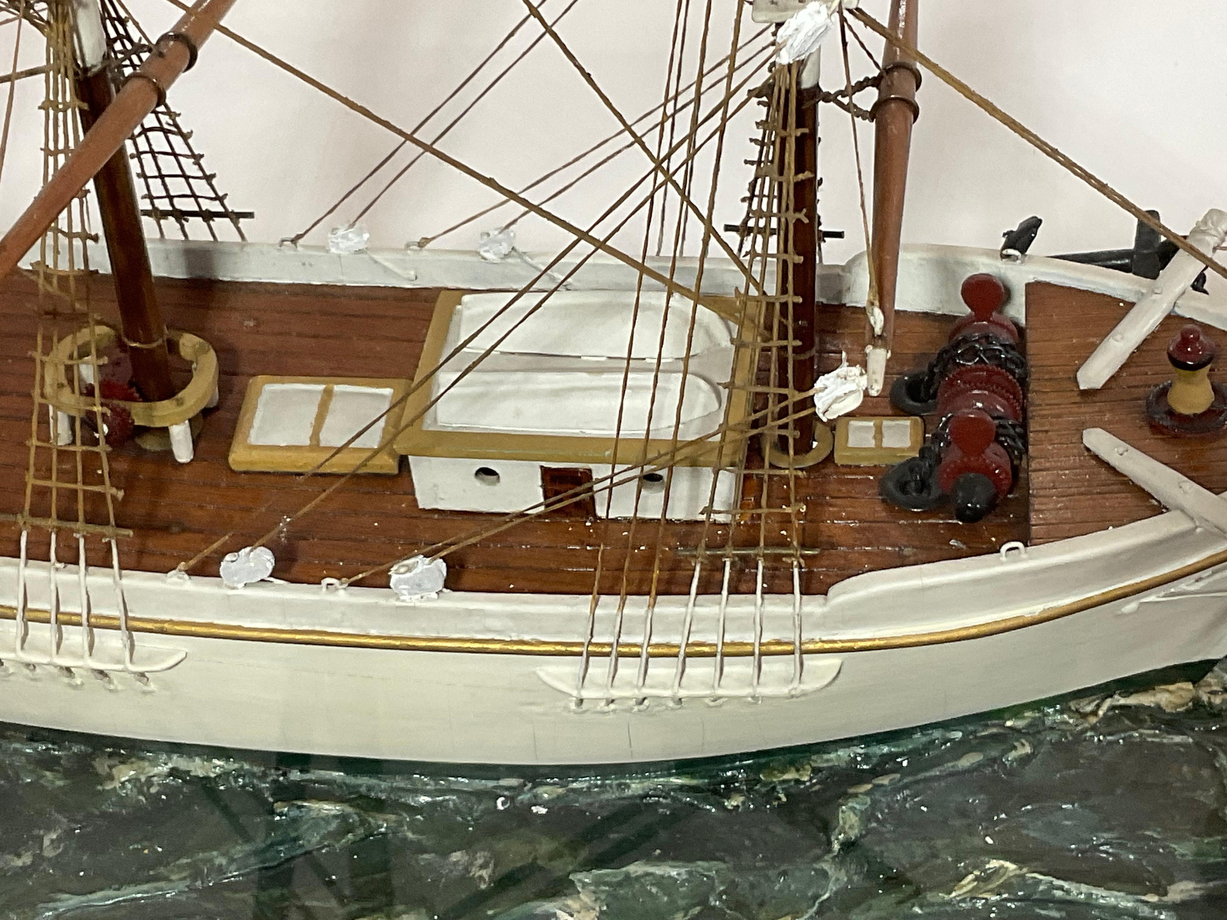 Small Wood Cased Ship Model 