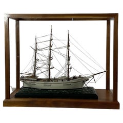 Vintage Small Wood Cased Ship Model "Paul Jones"