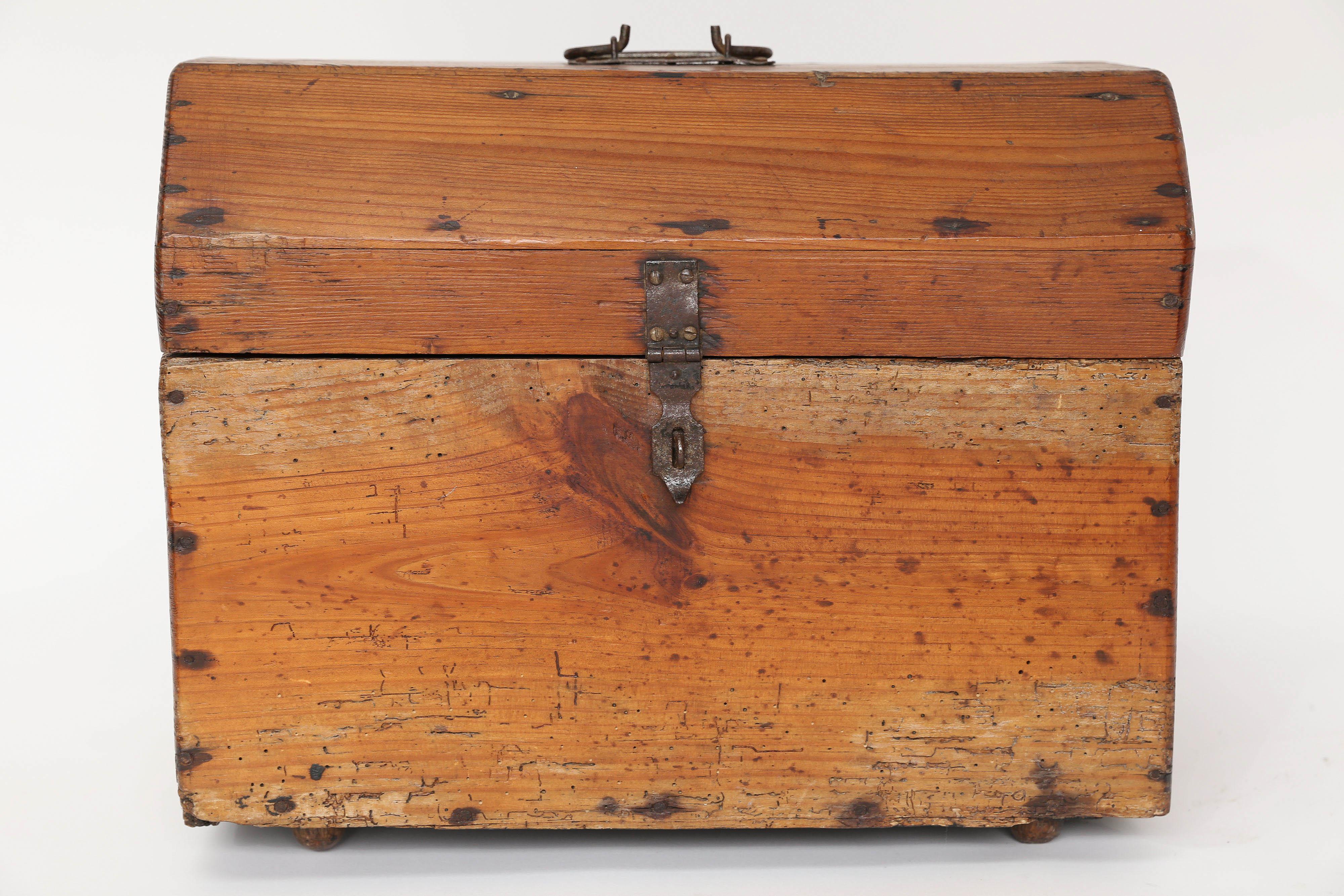 Hand-Crafted Small Wood French Trunk