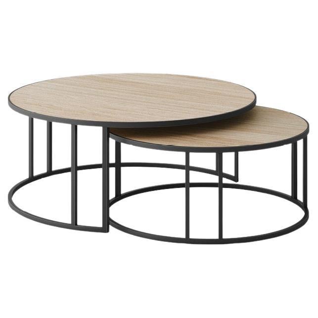 ZAGAS Small Wood Round Coffee Table For Sale