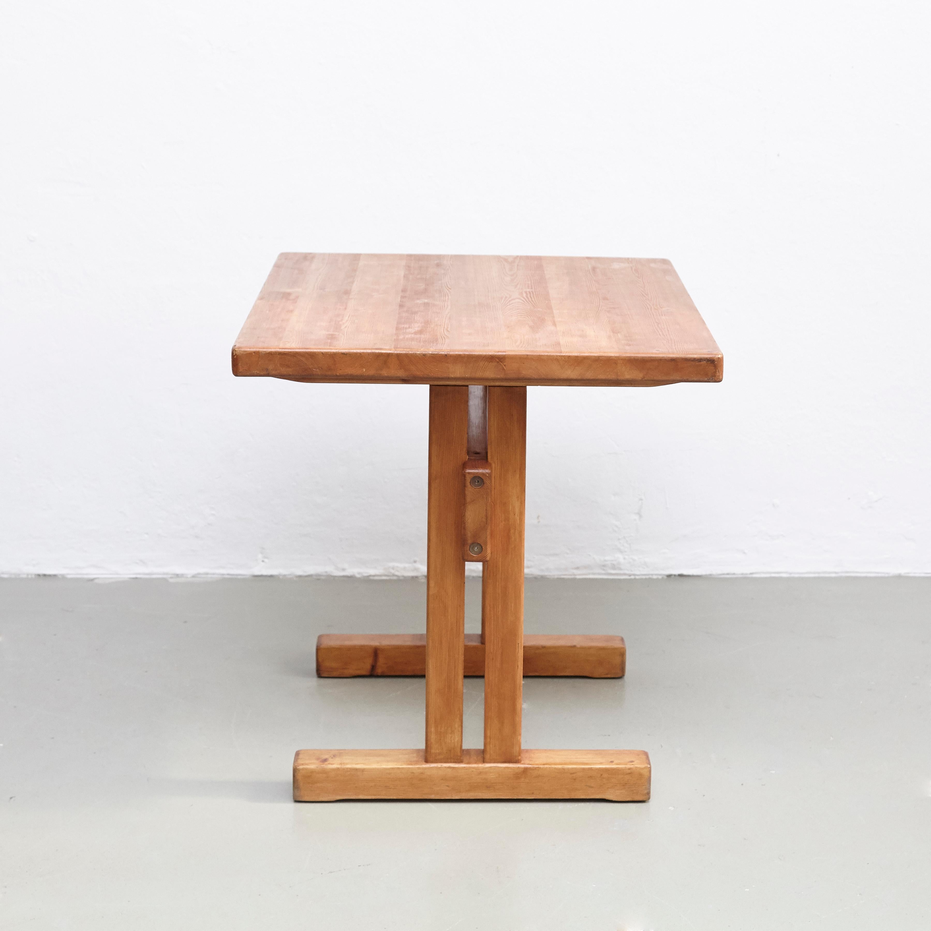 Mid-Century Modern Small Wood Table for Les Arcs by Charlotte Perriand, circa 1960
