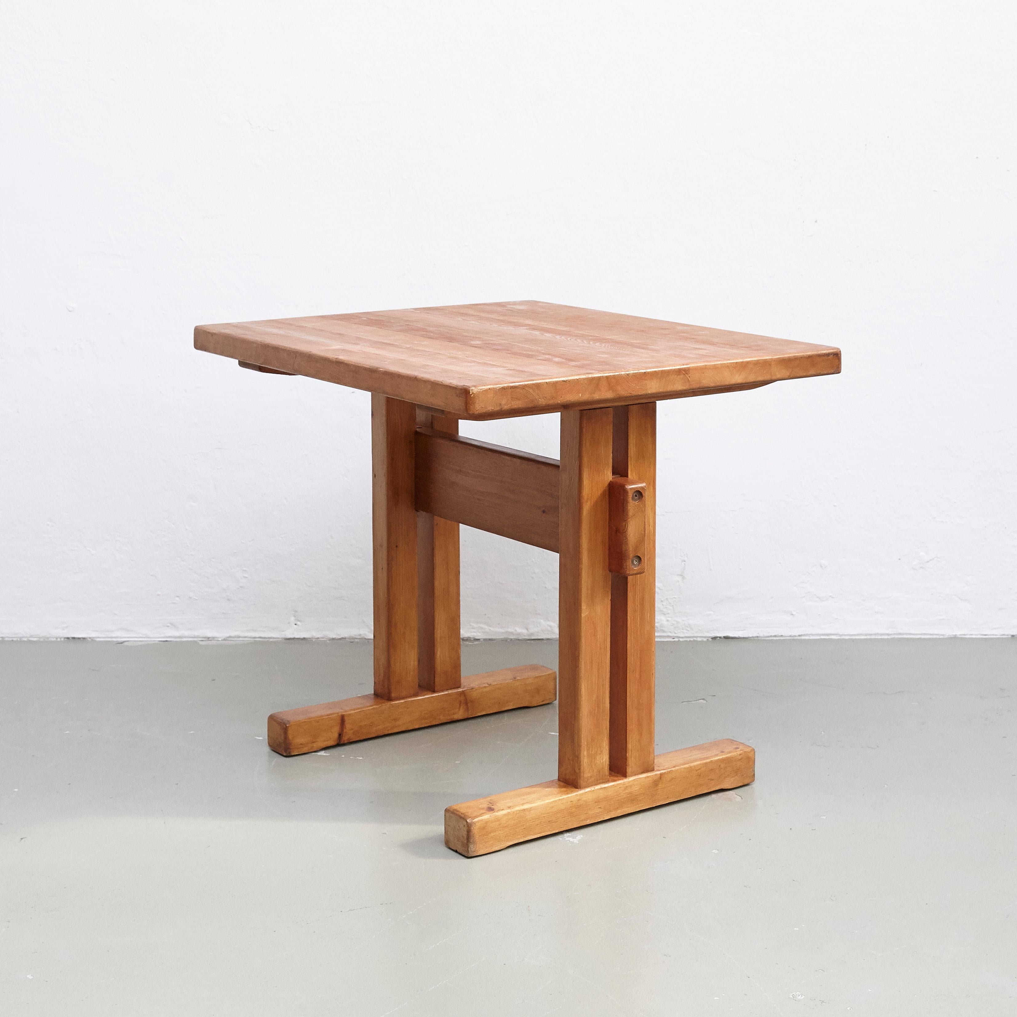 French Small Wood Table for Les Arcs by Charlotte Perriand, circa 1960