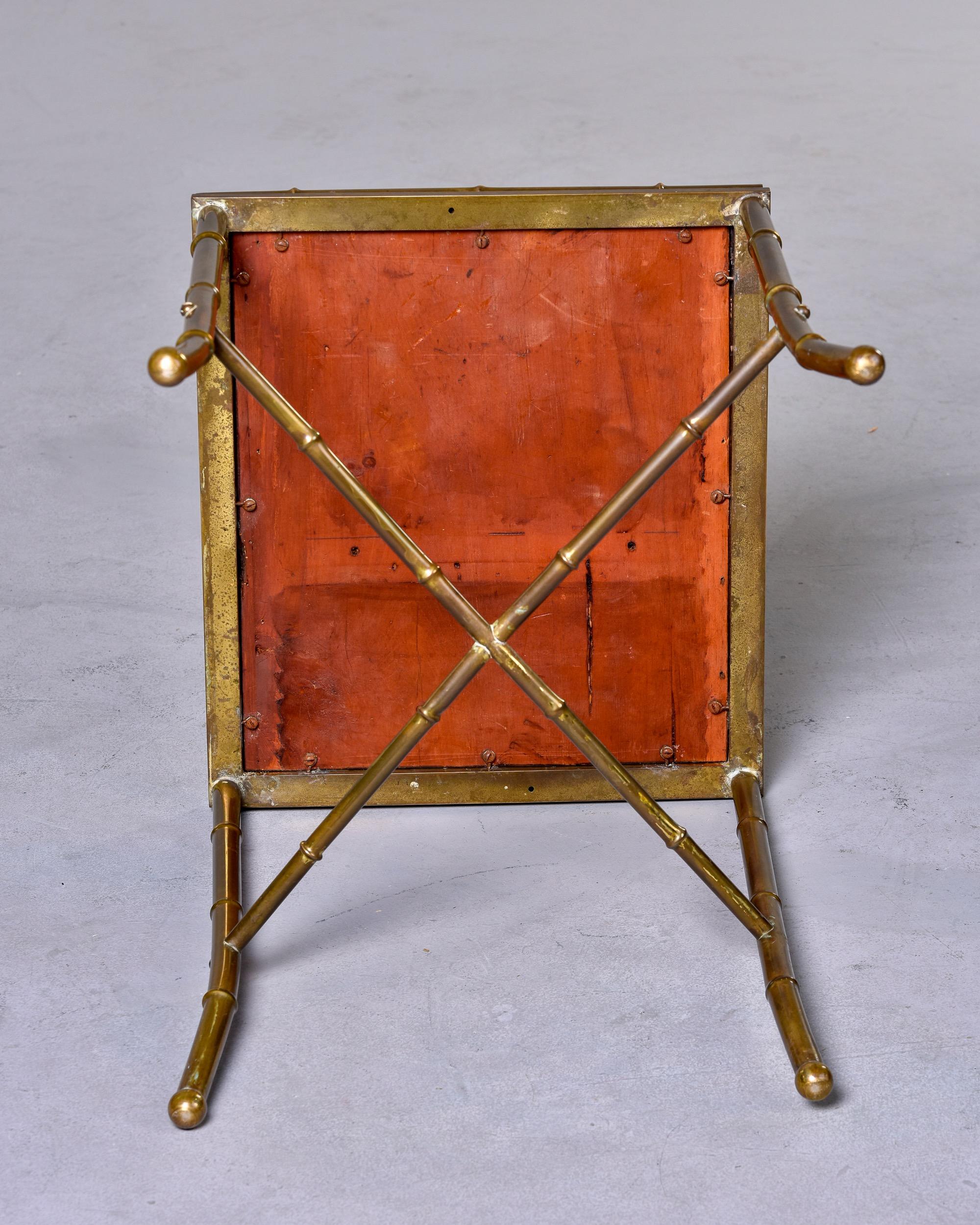 Small Wood Top Side Table with Brass Faux Bamboo Legs For Sale 1