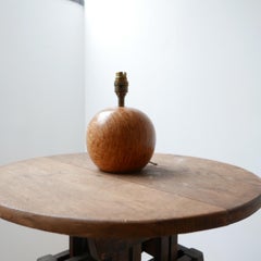 Small Wooden Ball Midcentury Table Lamp