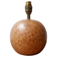 Small Wooden Ball Midcentury Table Lamp
