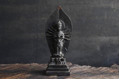 Small wooden Buddha statue painted with Japanese lacquer/"Senju Kannon"/Edo