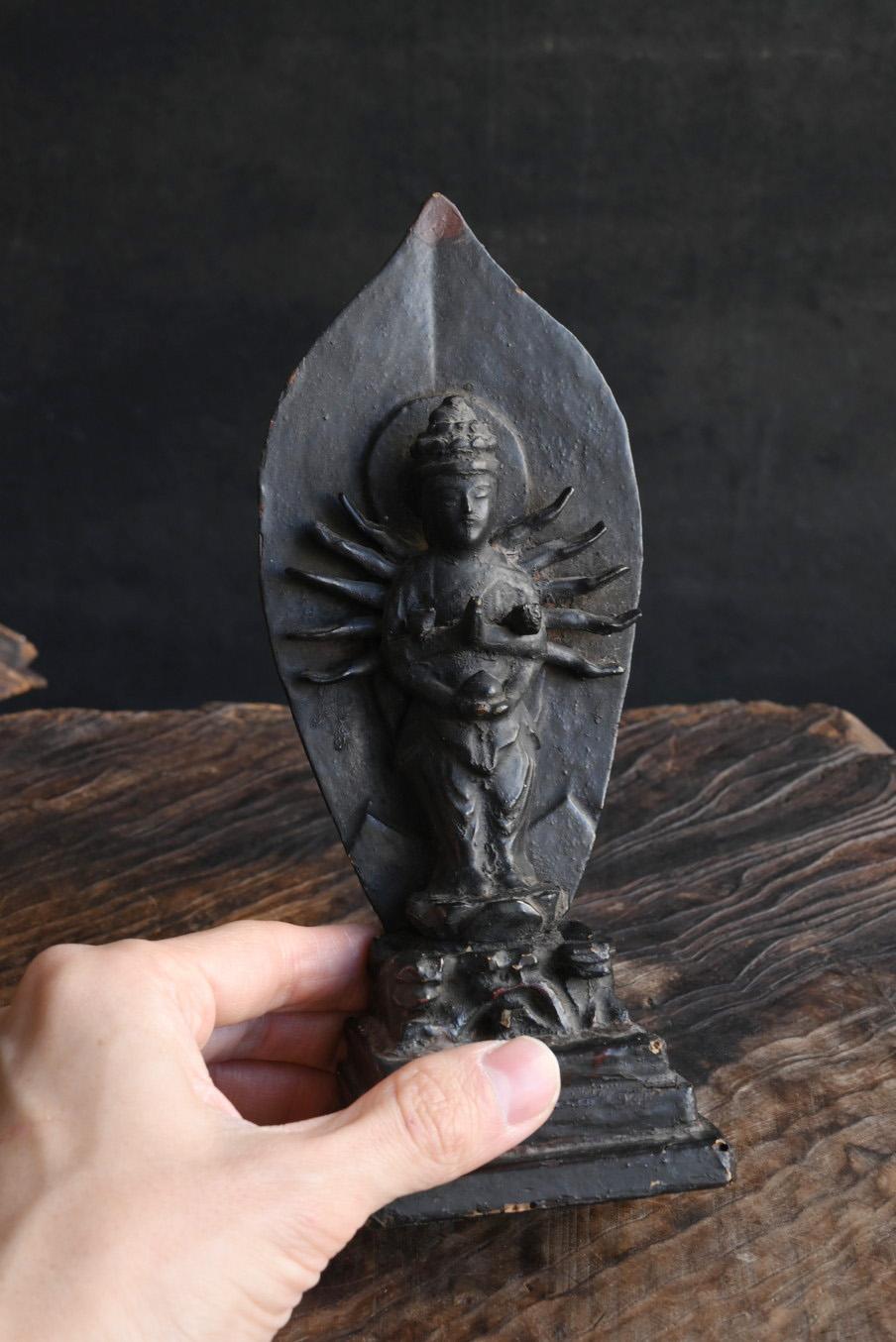 Small wooden Buddha statue painted with Japanese lacquer/
