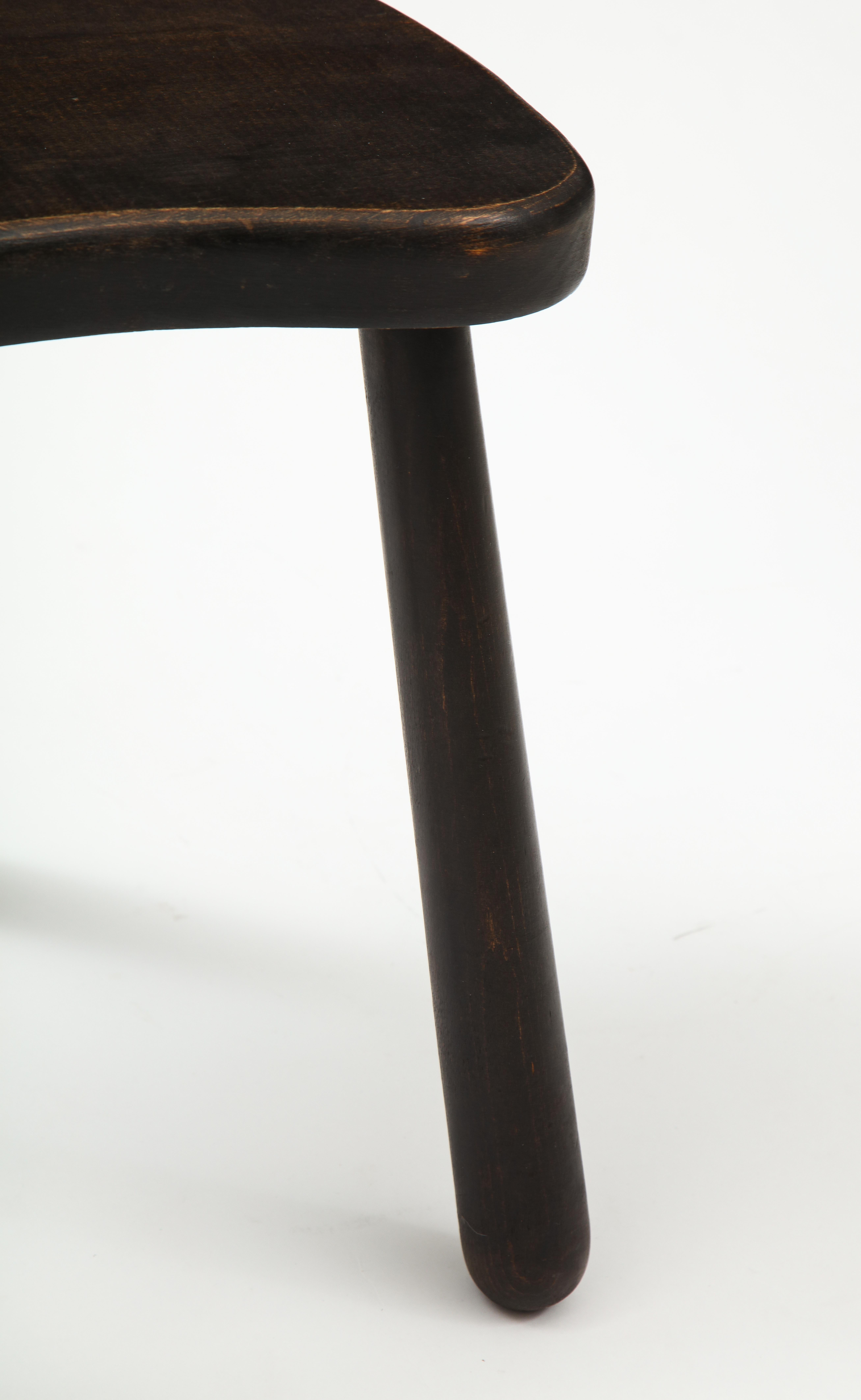 Mid-20th Century Small Wooden Mid Century Stool with Rounded Legs, France, 1950's