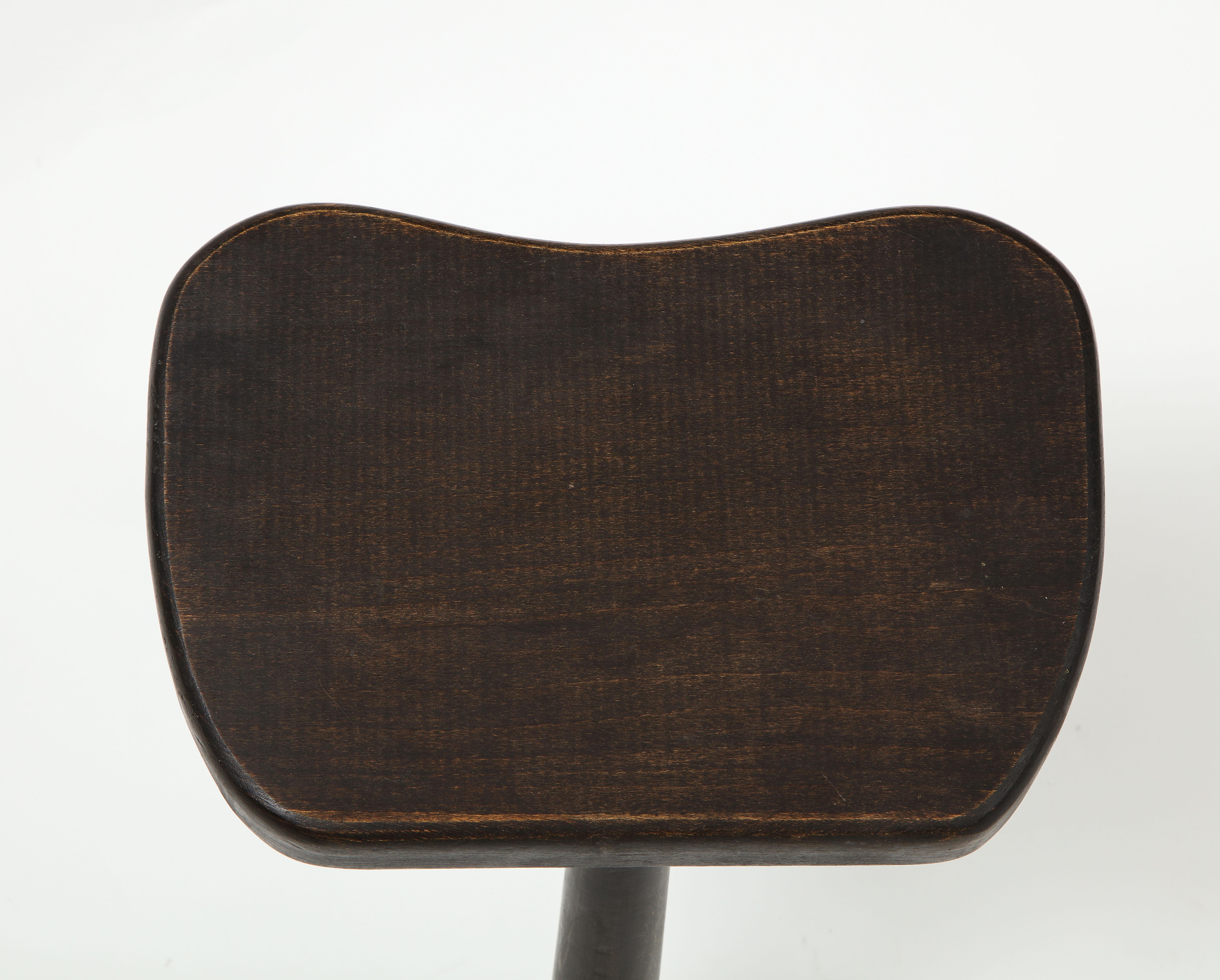 Small Wooden Mid Century Stool with Rounded Legs, France, 1950's 1