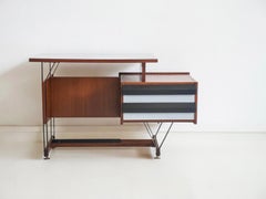 Small Wooden Writing Desk with Metal Structure, Italy, 1960s