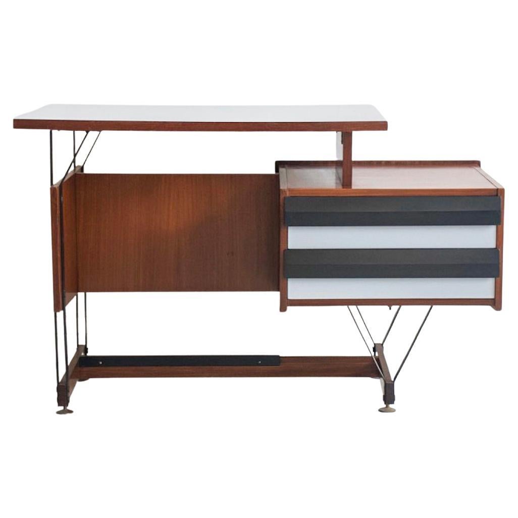 Small Wooden Writing Desk with Metal Structure, Italy, 1960s