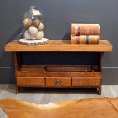 Small Woodworker's Bench with Three Drawers and Bottom Tool Tray, c.1920-1940