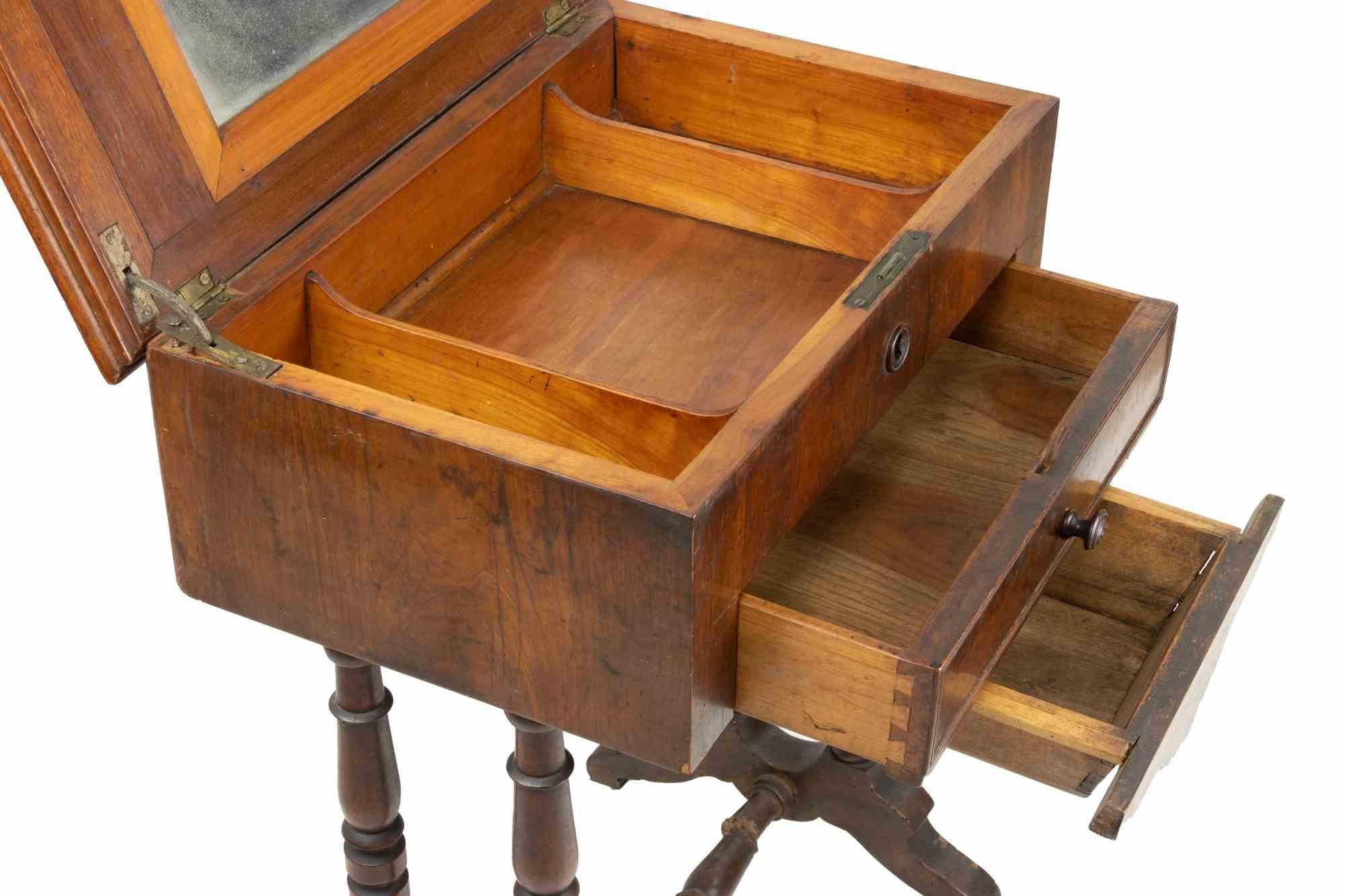 Wood Small Work Table wit Mirror Inside, Italy, Early 20th Century For Sale