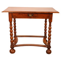 Antique Small Writing Table/side Table In Walnut-17th Century