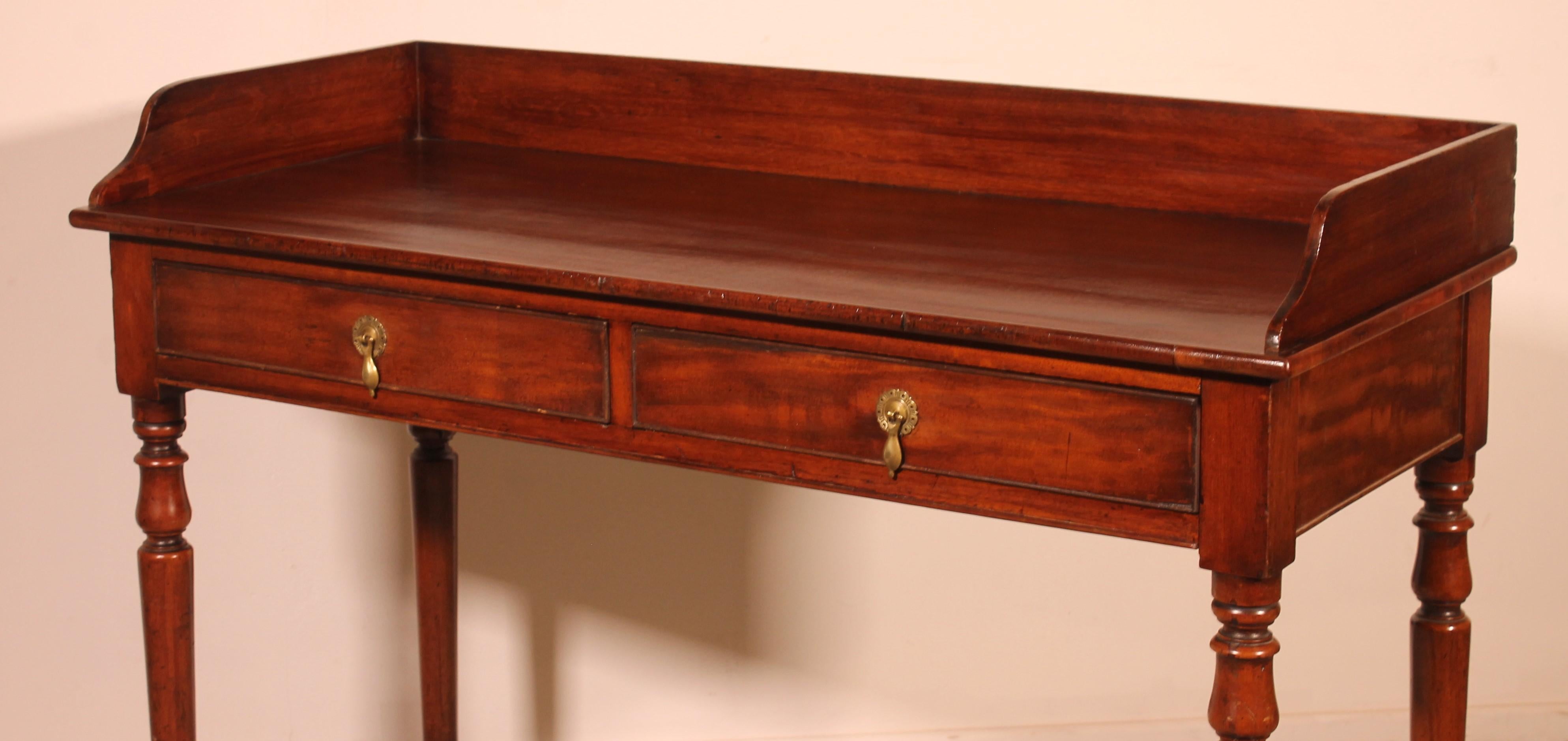 Small Writing Table With Two Drawers In Mahogany 19th Century For Sale 5