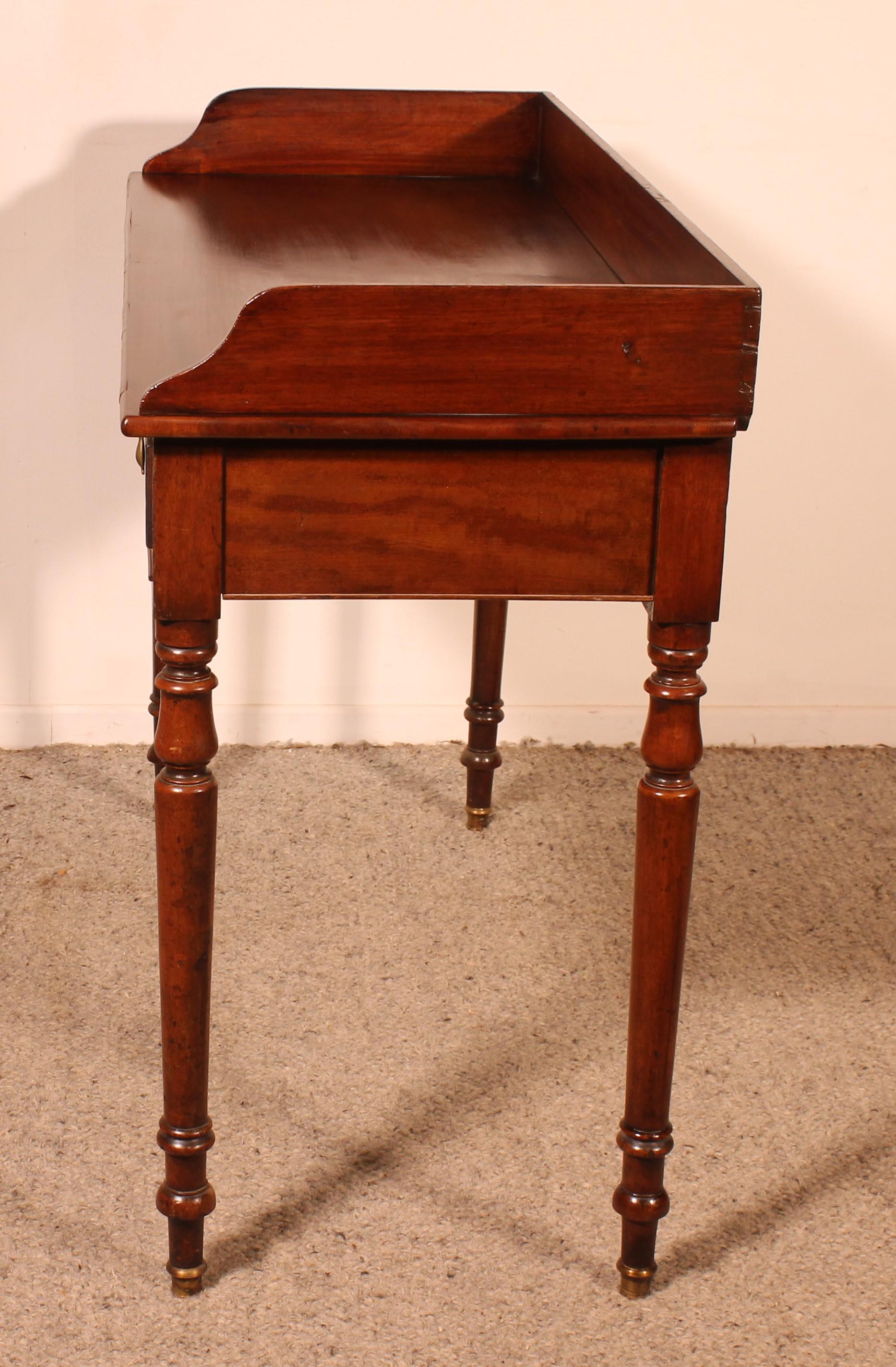 Small Writing Table With Two Drawers In Mahogany 19th Century For Sale 2