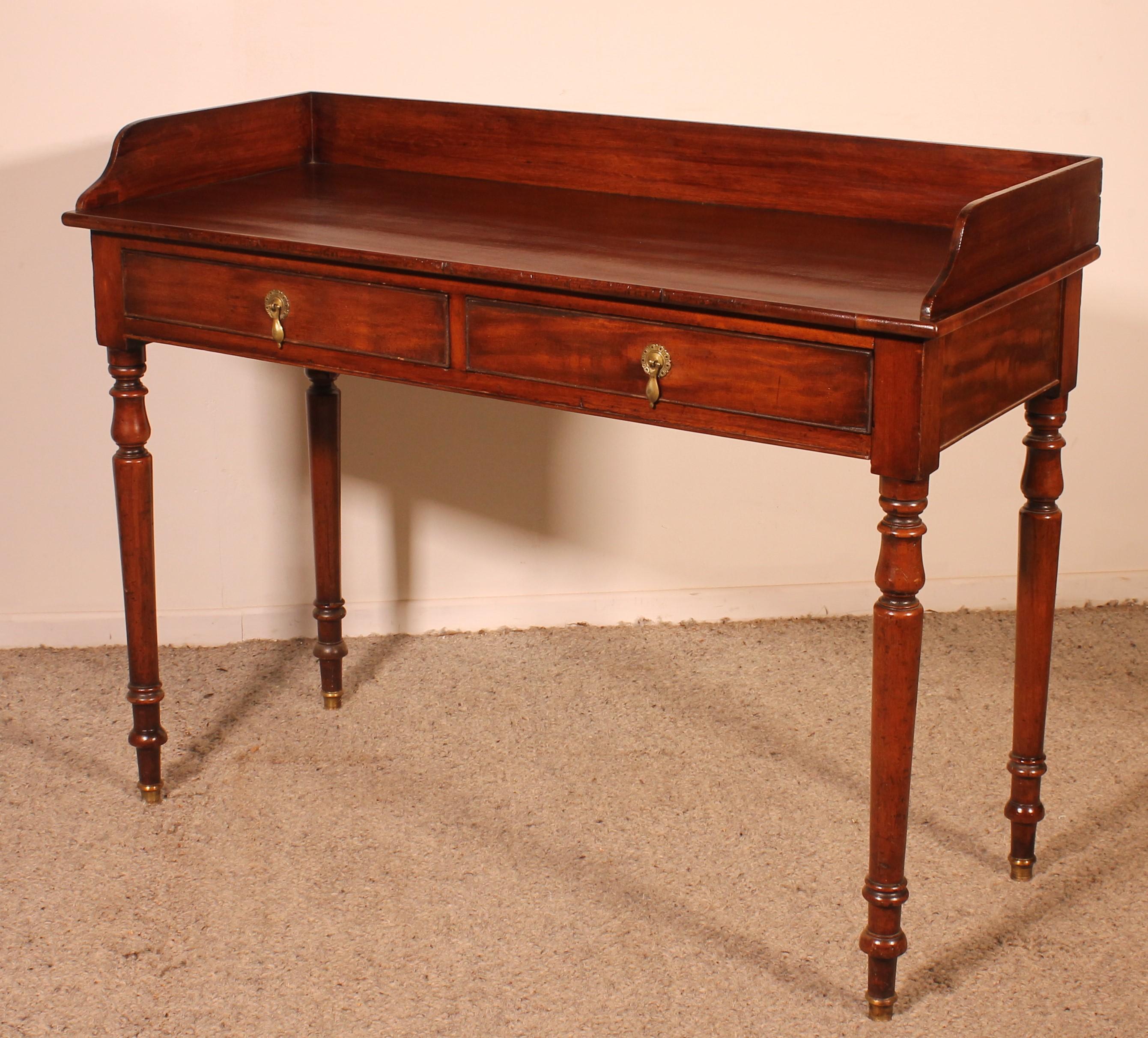 Small Writing Table With Two Drawers In Mahogany 19th Century For Sale 4