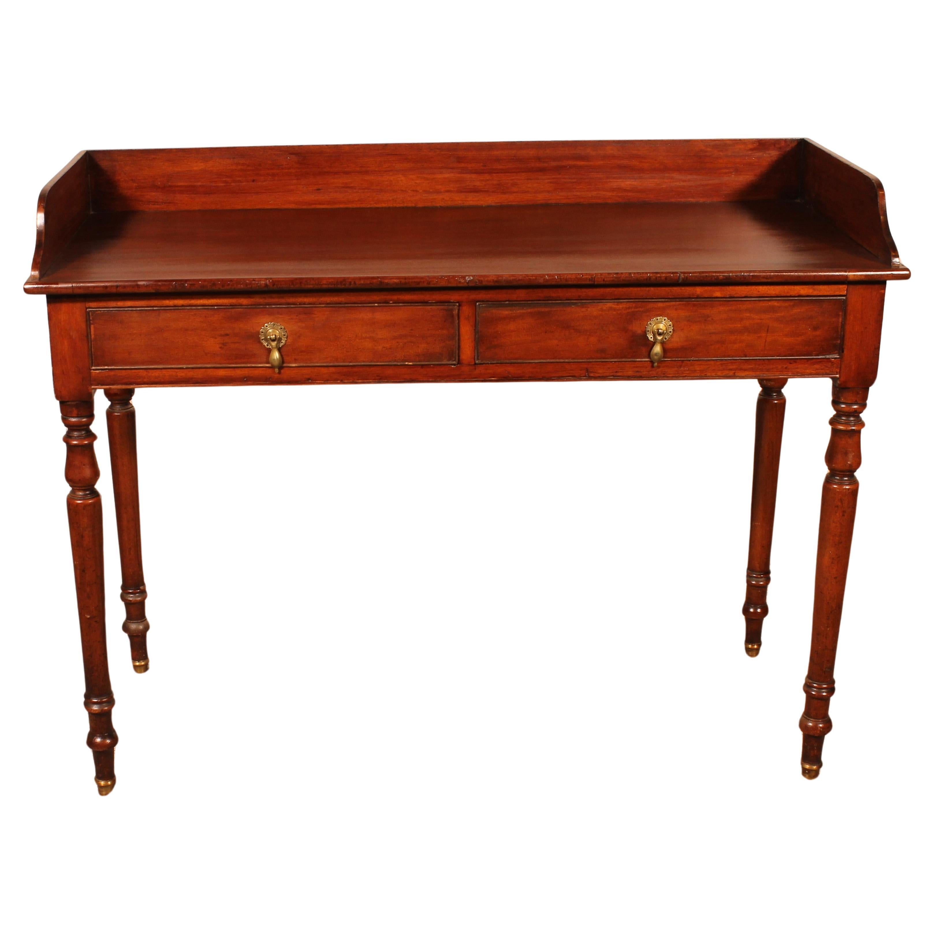 Small Writing Table With Two Drawers In Mahogany 19th Century For Sale
