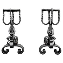 Retro Small Wrought Iron Firedogs