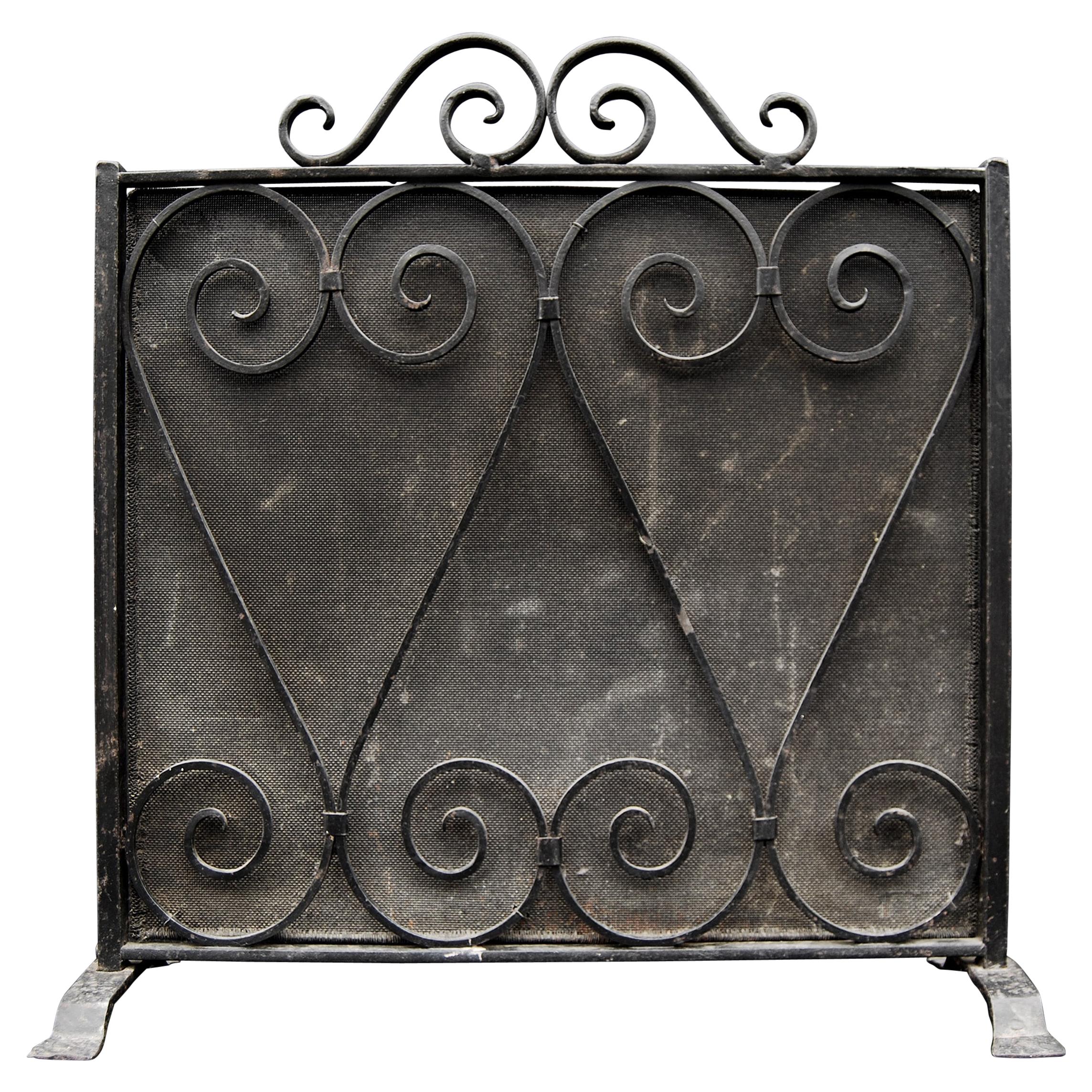 Small Wrought Iron Firescreen For Sale