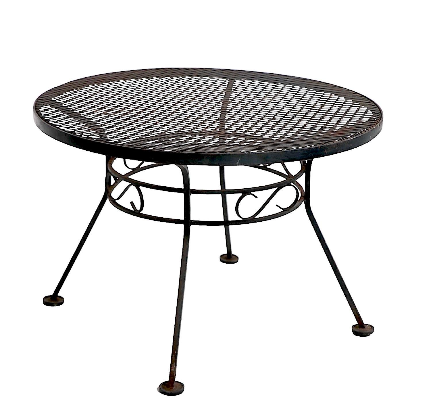 Mid-Century Modern  Small Wrought Iron  Garden Patio Poolside Table by Woodard c. 1940/60's For Sale