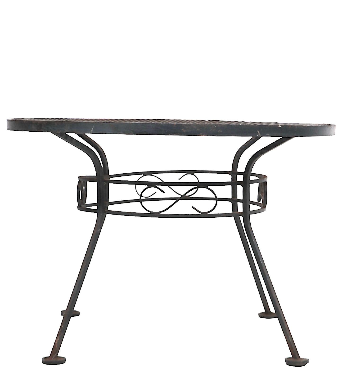  Small Wrought Iron  Garden Patio Poolside Table by Woodard c. 1940/60's For Sale 2
