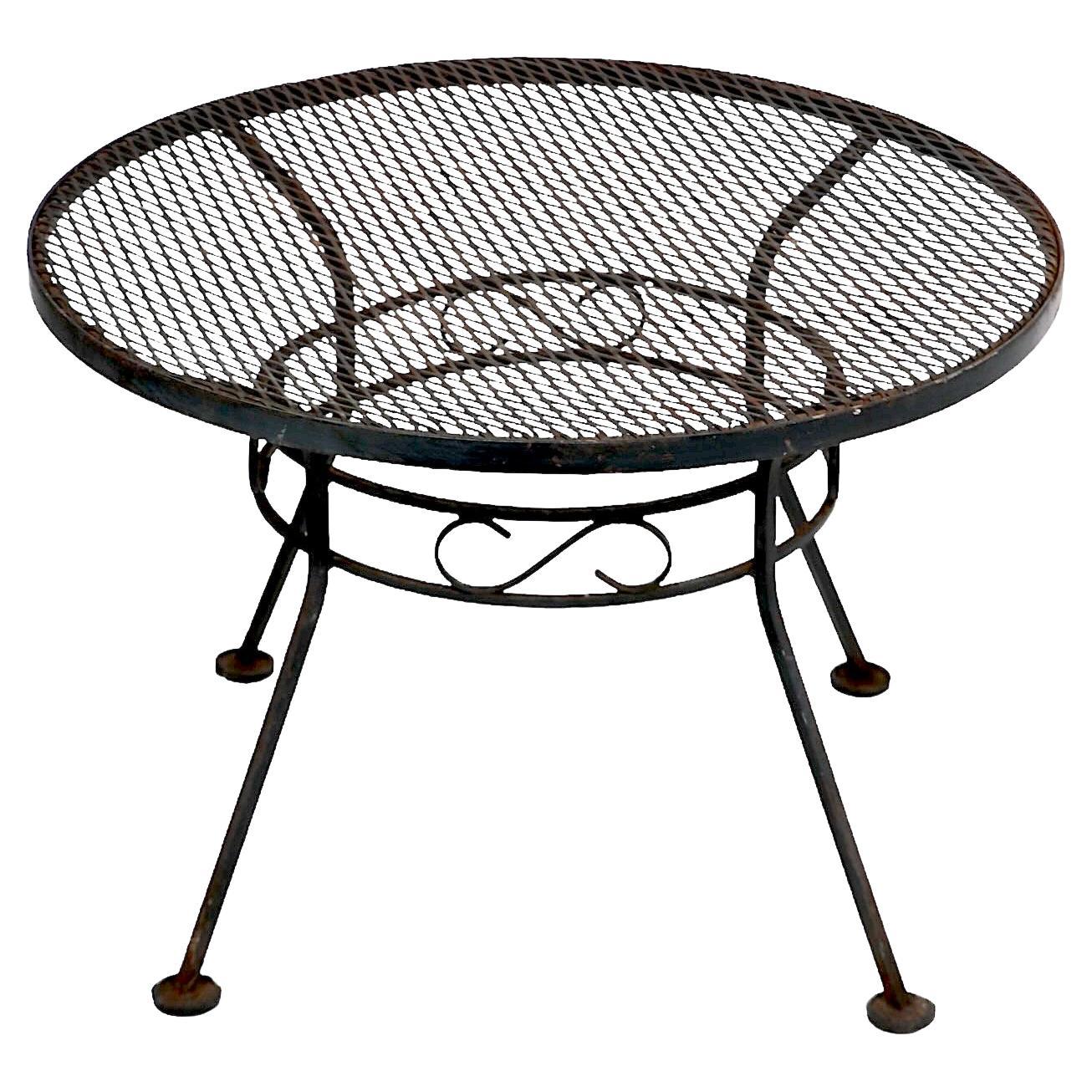  Small Wrought Iron  Garden Patio Poolside Table by Woodard c. 1940/60's For Sale