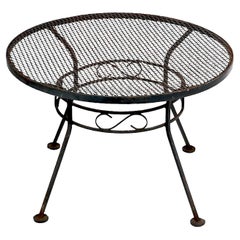 Vintage  Small Wrought Iron  Garden Patio Poolside Table by Woodard c. 1940/60's