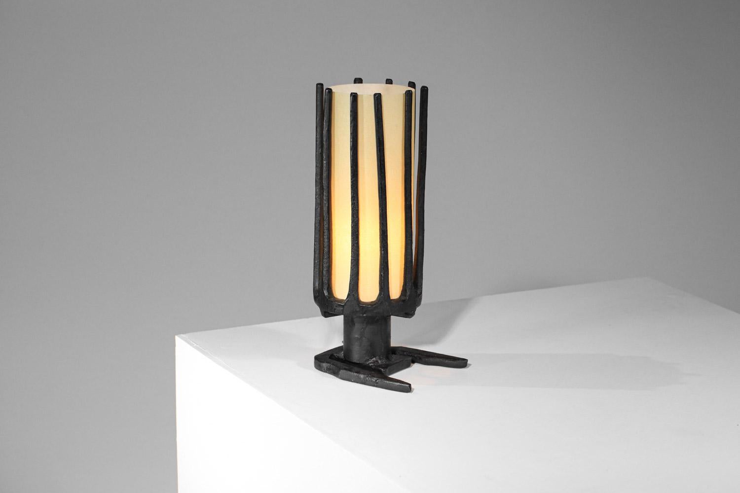 Small wrought iron table lamp French popular work unique piece 1