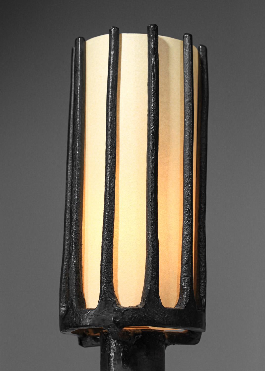 Mid-20th Century Small wrought iron table lamp French popular work unique piece