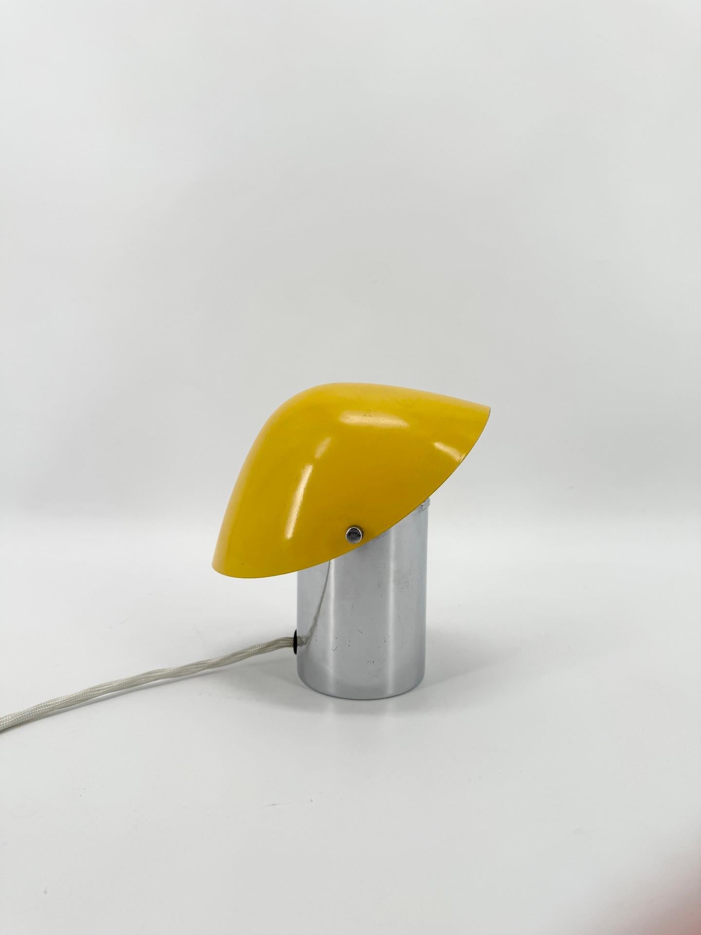 Small Yellow Adjustable Table Lamp by Josef Hurka, Circa 1960, Czechoslovakia. In Good Condition In Crespières, FR