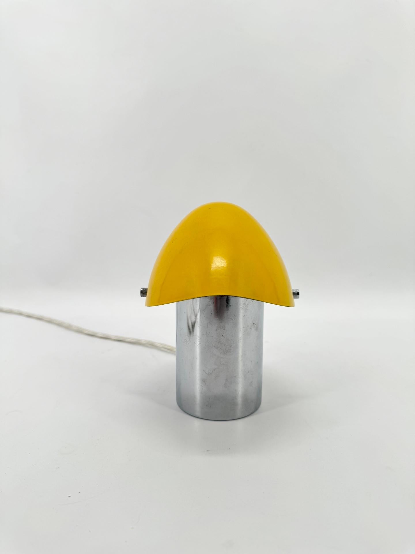 Metal Small Yellow Adjustable Table Lamp by Josef Hurka, Circa 1960, Czechoslovakia.